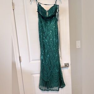 Hello Molly backless sequin emerald dress size XS brand new